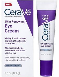lot 63473 image: CeraVe Skin Renewing Eye Cream For Wrinkles, Under Eye Cream With Peptides  Caffeine  Niacinamide, For Wrinkles & Crows Feet, Paraben Free & Opthalmologist Tested - Retail $17