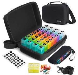 lot 63484 image: Monthly Pill Organizer 2 Times a Day, Slim 30 Day Pill Boxes Organizer AM PM with Weekly Pill Bag, 1 Month Pills Box Travel Case with 32 Compartments, 31 Days Medication Management Holder for Vitamins - Retail $24