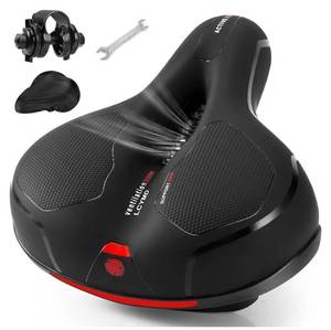 lot 63488 image: Comfortable Seat Cushion for Men Women with Dual Shock Absorbing Ball Memory Foam Waterproof Wide Bicycle Saddle Fit for Road Bikes - Retail $19