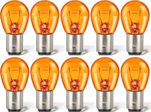lot 63506 image: 10 Pack 1157 Amber Bulb, 2057 2357 7528 BAY15D, Brake Light Bulbs, Turn Signal Bulb Replacement for Marker Tail Running Parking Backup Lights, Compatible with 2357 1016 1034 1076 - Retail $9