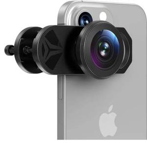 lot 63508 image: HD 200° Fisheye Lens for iPhone and Samsung Smartphones, Black - Retail $26