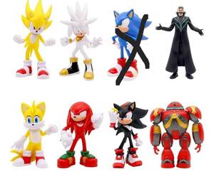lot 63510 image: 7 Pcs Super Speed Hedgehog Action Figures Set 5.7 Inch Video Game Character Toys for Boys Girls Birthday Cake Toppers Party Supplies Red Warrior Yellow Fox Cartoon Hero Collectible Model Playset Pack - Retail $26