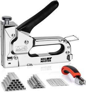 lot 10322 image: NEU MASTER 3 in 1 Staple Gun, Manual Upholstery Stapler Gun for Wood with 2000 Staples &amp Staple Remover, Adjustable Power Design for Furniture, Carpentry, DIY, Decoration &amp Home Repair - missing staples