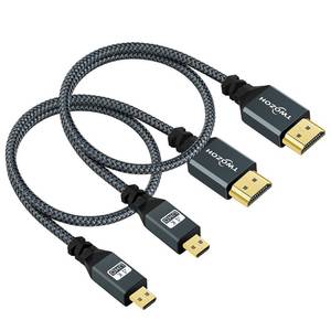 lot 10325 image: Twozoh Micro HDMI to HDMI Cable 3.3FT 2 Pack, Nylon Braided Micro HDMI Cable Support 3D4K60Hz 18Gbps2160P1080P for GoPro Hero789 Raspberry Pi 4