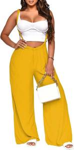 lot 10339 image: Nimsruc Womens Jumpsuit Casual Loose Sleeveless Adjustable Spaghetti Straps Wide Leg Pants Baggy Overalls With Pockets, Large