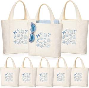 lot 10348 image: Shinylin 8 Pcs Bachelorette Bags Seashell Bridesmaid Tote Bags Bachelorette Party Favors Last Toast on the Coast Gifts Reusable Beach Canvas Tote with Handles for Wedding Bridal Shower(Small)