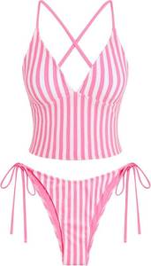 lot 10354 image: ZAFUL Womens Spaghetti Strap Tankini Swimsuits V Neck Tummy Control Tie Side Thong Bikini Swimsuits 2 Piece Bathing Suits, Size XL