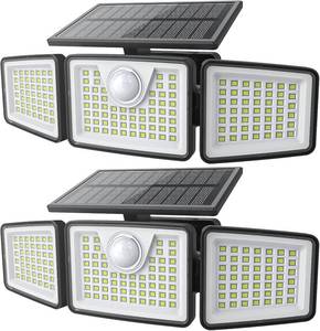 lot 10359 image: daphino 2500LM Solar Lights Outdoor with Motion Sensor,3 Head 270  Wide Angle Street Area Lights, IP65 Waterproof Security Lighting with 3 Modes(Non-Remote,2 Pcs)
