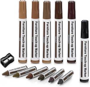 lot 10362 image: Wooden Furniture Floor Scratch Repair Markers and Wax Sticks for Stains, Scratches, Wood Floors, Tables, Desks, Carpenters, Bedposts, Touch Ups, and Cover Ups (Set of 13)