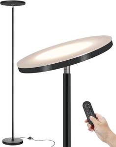 lot 17079 image: JOOFO LED Floor Lamp   Super Bright Torchiere with Remote & Foot Switch, Stepless Dimmable Tall Standing Lamp, 69 Modern Pole Light for Corner, Living Room, Bedroom, Reading, Office