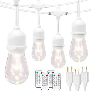 lot 17085 image: Mlambert 3 Color Outdoor LED Dimmable String Lights with Remote, Plug in 144FT(3x48FT) Waterproof Shatterproof LED Light for Patio Backyard-White Cord