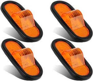 lot 17087 image: Partsam 4pcs 6 Mid Turn Signal Amber Marker Light Rubber Mount 24 LED wReflex Lens Universal Sealed Amber LED 6 Oval Truck Semi Trailer Mid-Ship Marker and Turn Signal Lights Reflectorized
