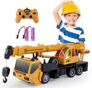 lot 17089 image: Remote Control Crane Truck Toy for Boys - 2.4G Large RC Crane Truck with Light & Sound, 6 Channel Construction Toy with 2 Batteries, Tractor Toy Birthday for Kids 3-8 Years Old