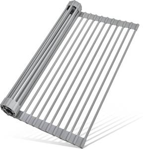 lot 17092 image: MERRYBOX Roll Up Dish Drying Rack, Over The Sink Dish Rack Foldable, Heat-Resistant, Anti-Slip Silicone Coated Dish Drainer for Kitchen Counter, Large & Multipurpose Sink Drying Rack, 20.5 x 13.1