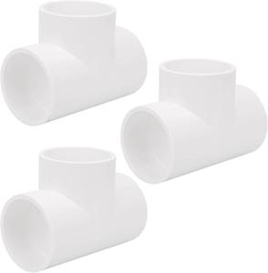 lot 17874 image: 3Pack 3 Way 2 PVC Tee Pipe Fittings Adapter (Socket x Socket x Socket) Furniture Grade SCH40 2 Inch PVC Elbow Pipe Connector for DIY PVC Shelf Garden Support Structure Storage Frame