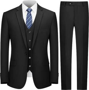 lot 17877 image: Cooper & Nelson Mens Suit Slim Fit, 3 Piece Suits for Men, One Button Solid Jacket Vest Pants with Tie, Tuxedo Set