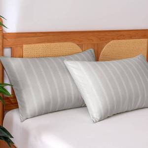 lot 17884 image: Amazon Basics Stripe Cooling Pillow Cases for Hot Sleepers, Soft Cooling Pillow Covers with Envelope Closure, 20 x 36, King, Gray, Pack of 2