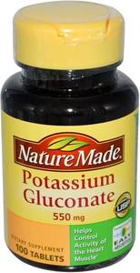 lot 17885 image: Nature Made Potassium Gluconate 550 mg, Dietary Supplement for Heart Health Support, 100 Tablets, 100 Day Supply