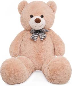 lot 17888 image: 47 inch Big Giant Teddy Bear Stuffed Animals, Light Brown Soft Plush Life Size Bear Toy All Ages Gift for ChildrenGirlfriendValentines DayChristmasBirthdayBaby ShowerWeddingParty Decorations