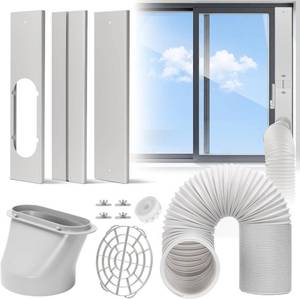 lot 17895 image: Portable AC Window Vent Kit with 5.1  Exhaust Hose Universal Window Seal Kit for Portable Air Conditioner, Adjustable Portable AC Windows Vent Kit for Sliding Horizontal and Vertical Window