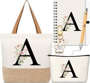 lot 17898 image: Talltalk 5 Pcs Personalized Women Gifts,Initial Tote Bag,Personalized Tote Bags,Graduation Gifts for Women