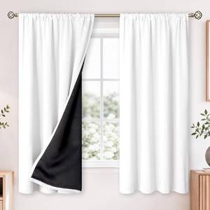 lot 17901 image: BGment White Blackout Curtains for Bedroom 63 Inch Long - Thermal Insulated Black Out Curtains Room Darkening Soundproof Rod Pocket Window Curtains for Living Room, Each Drape Panel 52 Inch Wide