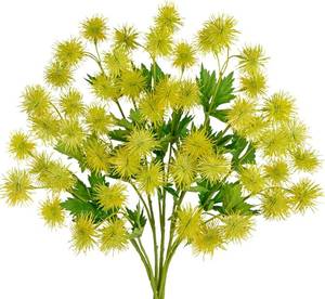 lot 17905 image: Hollyone 9 Heads Yellow Dandelion Artificial Flowers 5Pcs Faux Dandelions Flowers Bush Arrangement Bouquets Fake Ball Mums Flower Stem for Indoor Home Decor Table Office Party Wedding Decoration