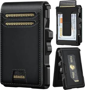 lot 17907 image: furid Genuine Leather Wallet for Men Slim RFID Minimalist Wallets with Money Clip - Smart Pop Up Credit Card Holder for Front Pocket - Gifts for Husband Father on Birthday Anniversary