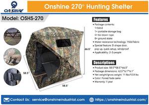 lot 58019 image: Onshine 270 Degree Hunting Blind Pop Up Ground Shelter for 2 to 3 People (OSHS-270)
