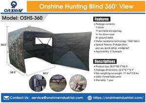 lot 58026 image: Onshine 360 Degree Hunting Blind Pop Up Ground Shelter for 2 to 3 People (OSHS -360)