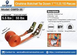 lot 58035 image: Onshine Ratchet Tie Down Straps 1 Inch x 11.5 Foot 10 Piece Set (OSRTD-35)