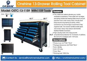 lot 58051 image: Onshine 1159 Piece Tool Set 13 Drawer Rolling Tool Cabinet (OSTC-13-1159-BLUE)