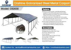 lot 58069 image: Onshine 20 Foot x 30 Foot Metal Carport with Galvanized Steel Roof (OS2030)