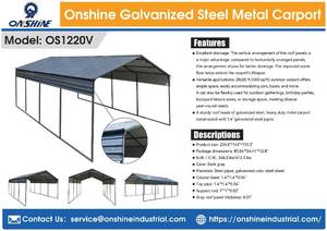 lot 58071 image: Onshine 12 Foot x 20 Foot Galvanized Steel Carport with Vertical Roof Panels (OS1220V)