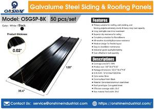 lot 58072 image: 50 pcs - Onshine Galvalume Steel RoofingSiding Panels 10 Ft Black (OSGSP-BK-10ft50)