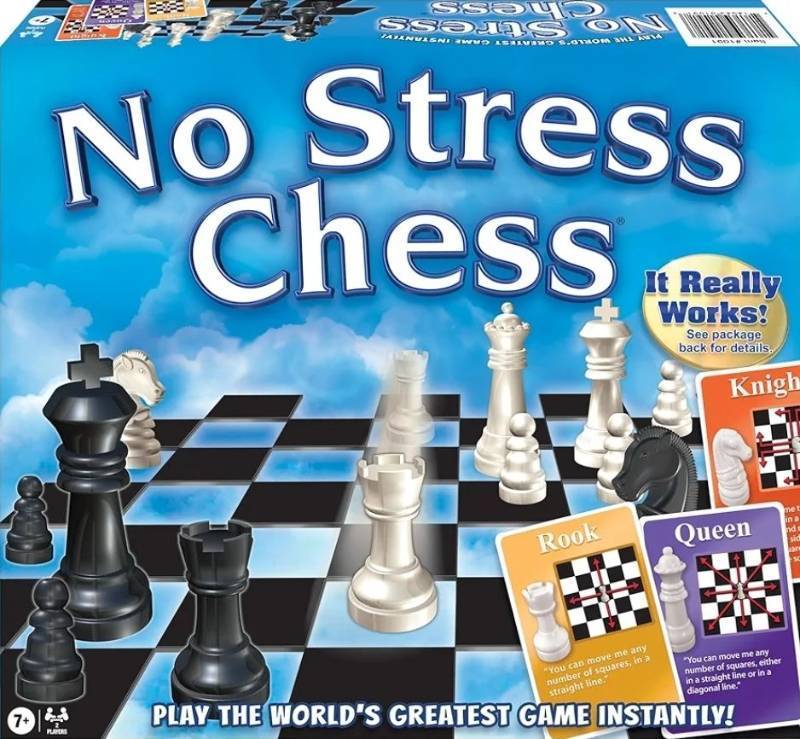 lot 57870 image: No Stress Chess by Winning Moves Games USA, Celebrating 20 Years as the Chess Teaching Game Using Innovative Action Cards, for 2 Players, Ages 7 (1091) - Retail $26