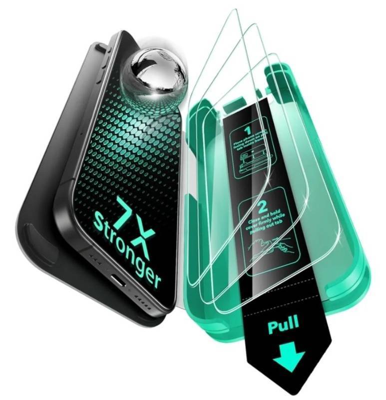 lot 57887 image: ESR 3 Pack 9H Glass for iPhone 16 Pro Max Screen Protector, Military Grade Shatterproof & Longest Durable Armorite Ultra-tough Tempered Glass with UltraFit Tray - Retail $19