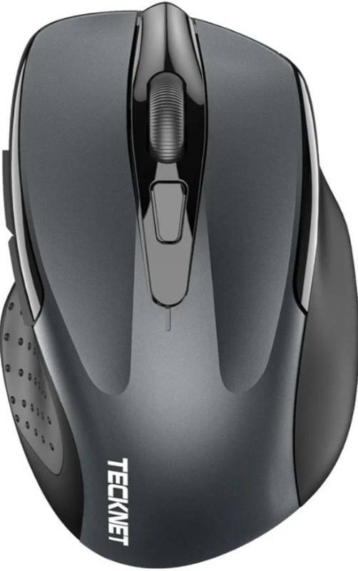 lot 57898 image: TECKNET Wireless Mouse (2.4G & BT5.03.0) Silent 4800 DPI Computer USB A & Bluetooth Mouse 6 Buttons, Wide Compatibility - Grey - Retail $16