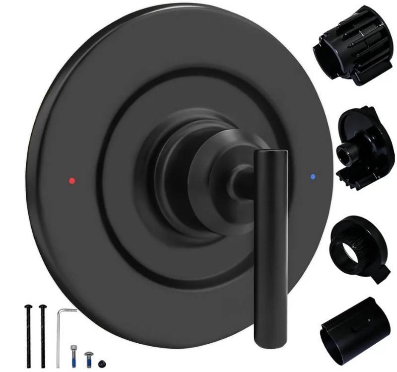 lot 57955 image: Replacement for Moen T2901BL Gibson Posi-Temp Valve Trim Kit, T2901bl valve trim kit, Black Shower Lever Handle, Durable Solid Metal, Matte Black (Note not included 2510 valve) - Retail $30