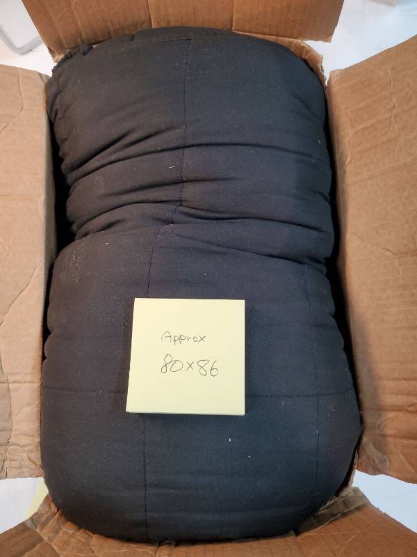 lot 58057 image: Black Weighted Blanket, Approximately 80x86, Weight Unknown. - Retail $50