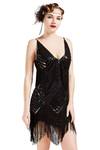 Women's 1920s Flapper Dress V Neck Slip Dress Roaring 20s Great Gatsby Dress for Party (Black, XL) - Retail: $55