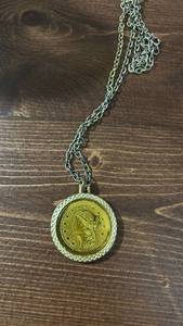 lot 40395 image: Liberty Head Coin Pendant Necklace with Diamond-Cut Bezel