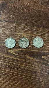 lot 40396 image: Mercury Dime Silver Coin Collection (1936, 1941, 1944) - Set of 3