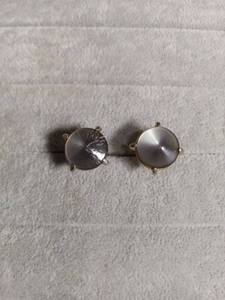 lot 6106 image: Round Gray Stone Gold-Tone Cufflinks