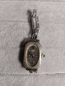 lot 6109 image: Art Deco Ladies Silver-Tone Mechanical Wrist Watch with Engraved Case