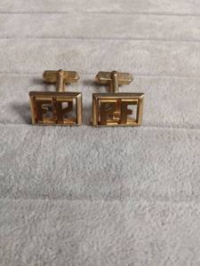 lot 6110 image: Fendi PF Logo Gold-Tone Cufflinks