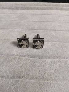 lot 6111 image: Silver-Tone Horse Head Square Cufflinks