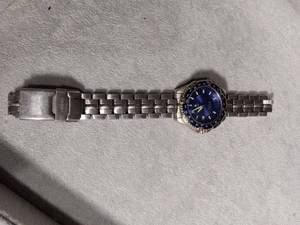 lot 6131 image: Fossil Blue Mens Stainless Steel Compass Bezel Watch