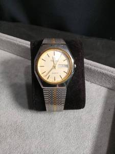 lot 6136 image: Armitron Quartz Day-Date Mens Wristwatch with Two-Tone Bracelet