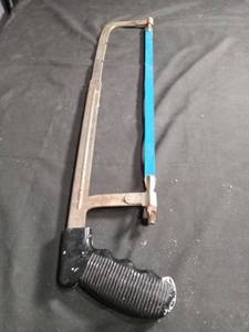 lot 50312 image: Adjustable Hacksaw with Blue Blade and Black Handle